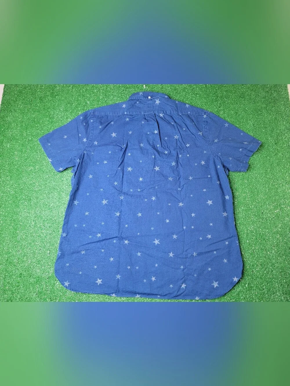 Polo Ralph Lauren Mens Star Allover Print Short Sleeve Button Down Shirt XL Blue